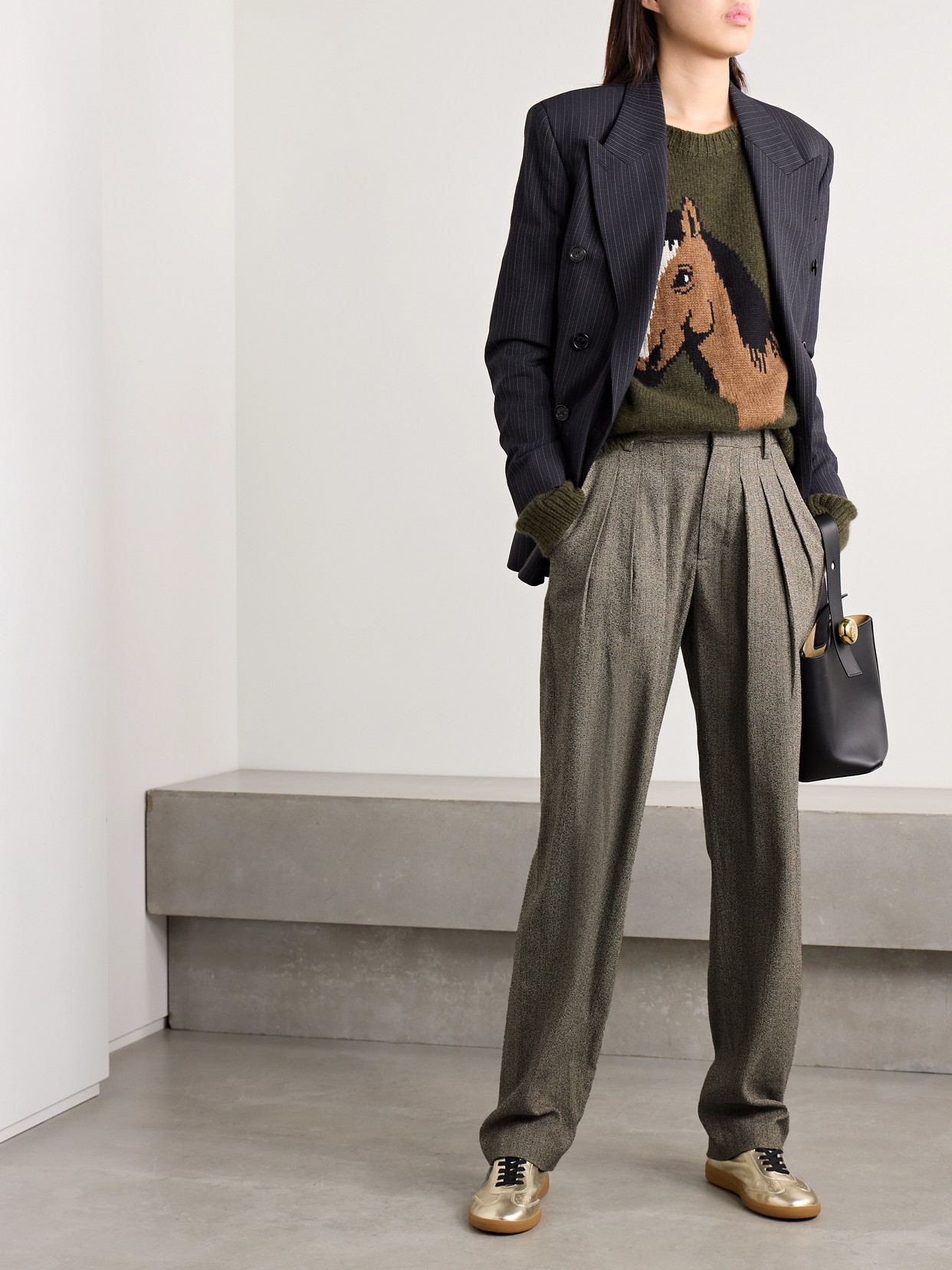 Isabel Marant Iwena Pleated Cotton-blend Tapered Pants In Multi