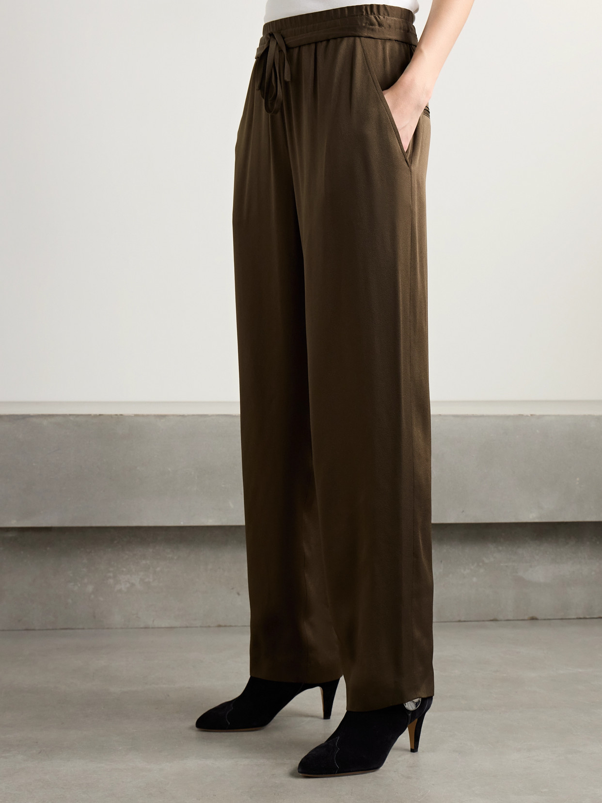 ISABEL MARANT KENDRY SATIN-CREPE STRAIGHT-LEG PANTS