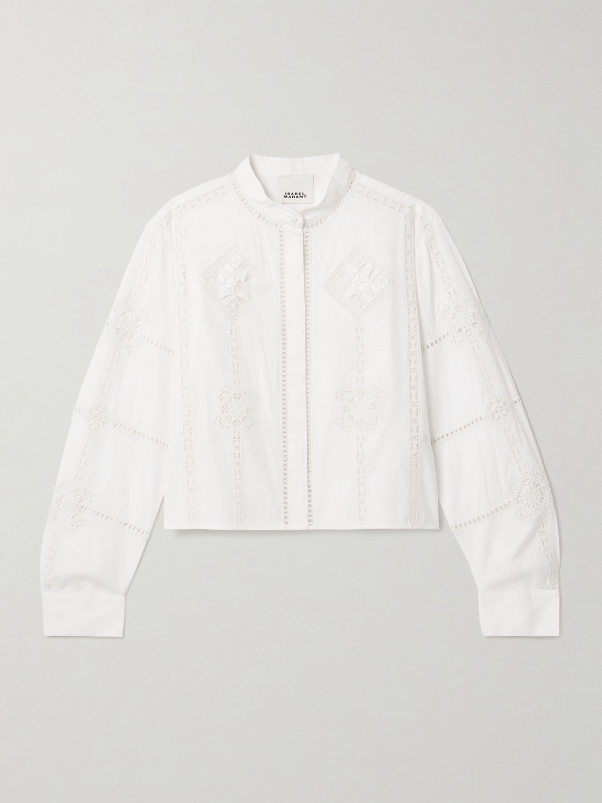 Isabel Marant Serena Crochet-trimmed Cotton-poplin Shirt In White
