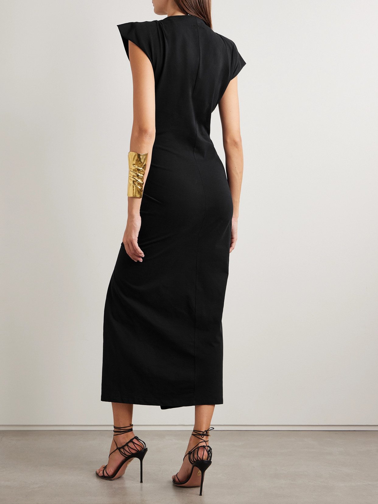 Isabel Marant Cotton Nadela Dress Cap Sleeves Midi Length In Black