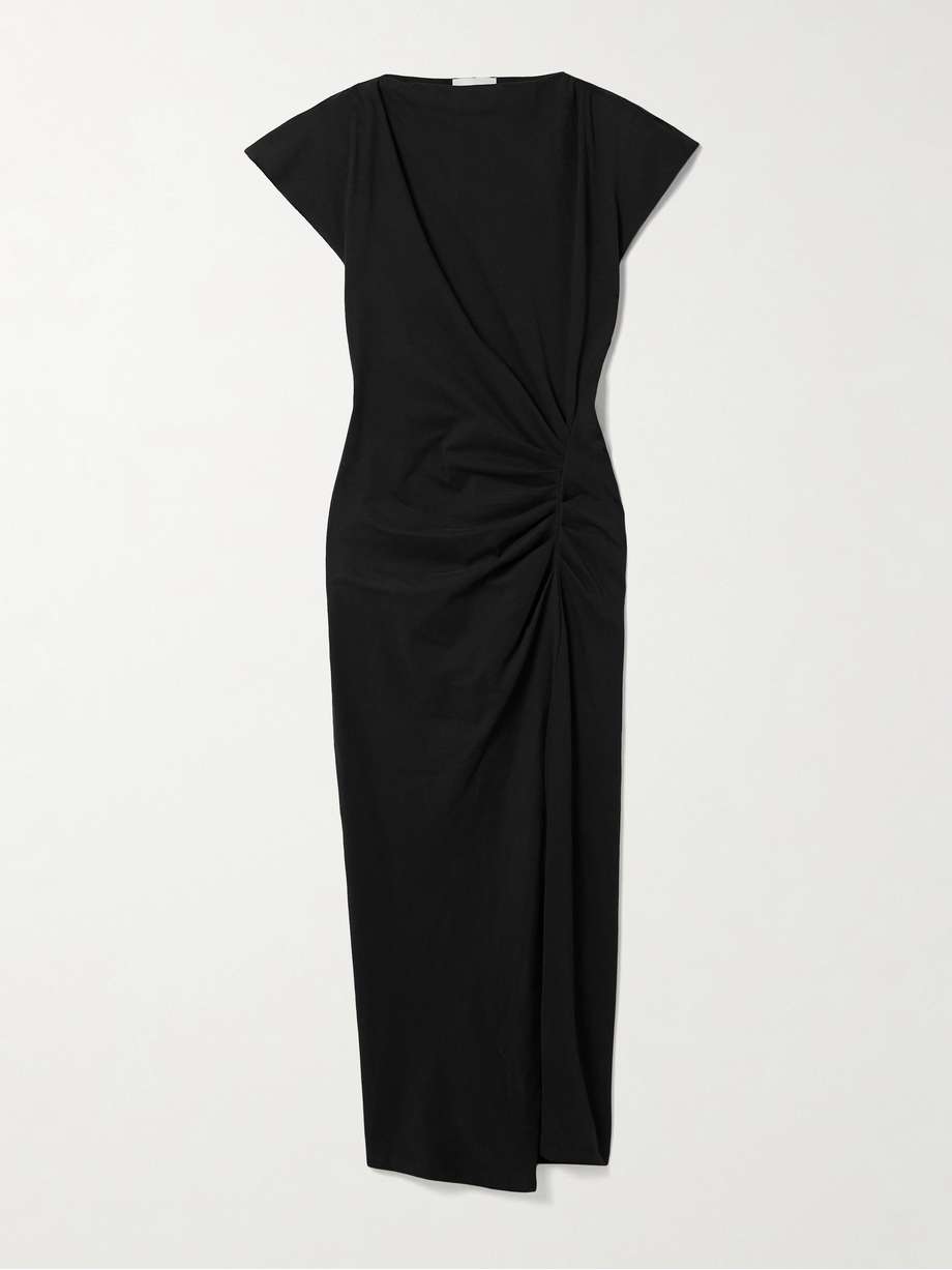 nadela asymmetric gathered cotton-jersey maxi dress