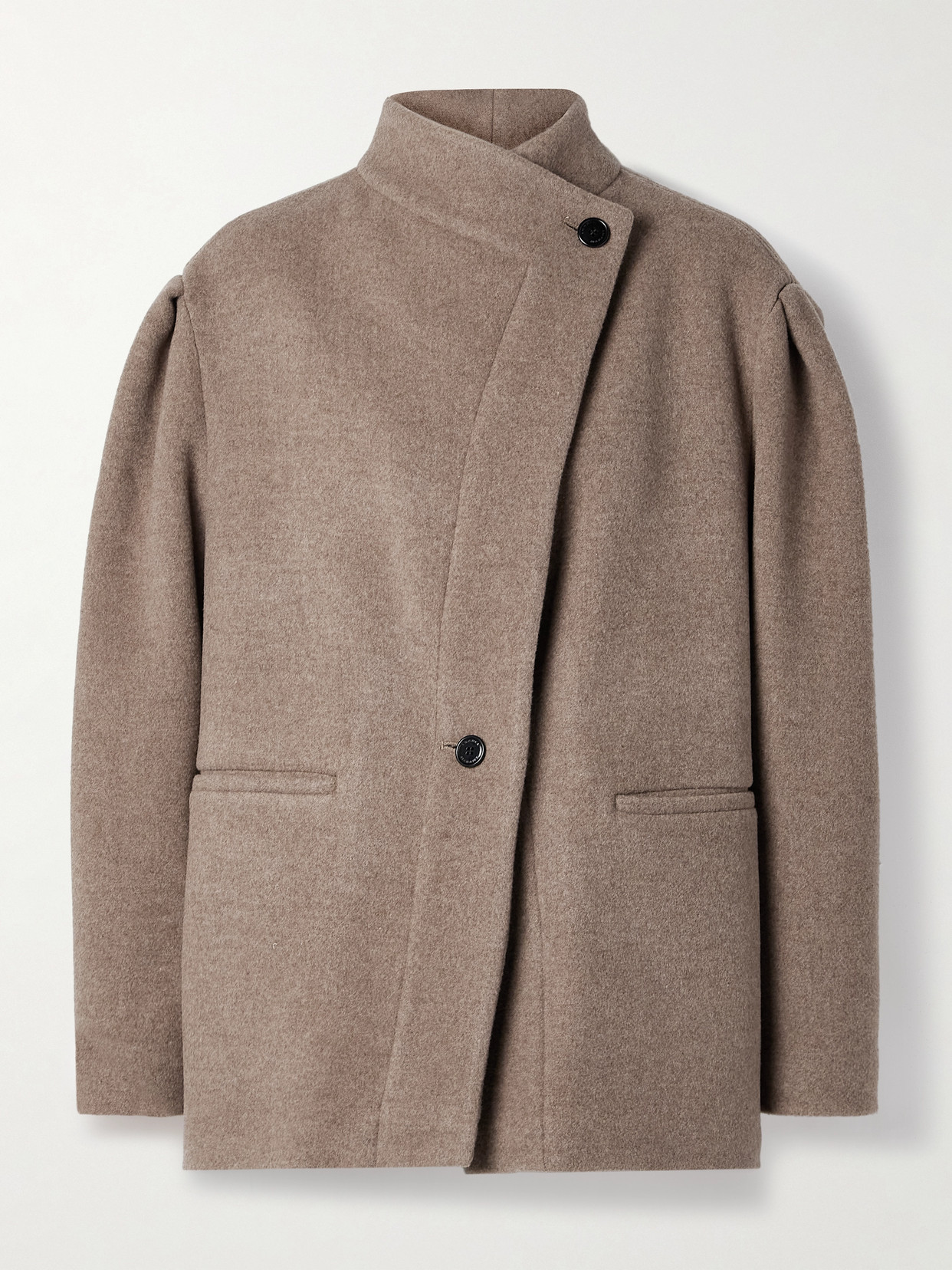 Isabel Marant Jabadi Asymmetric Wool-blend Felt Coat In Brown