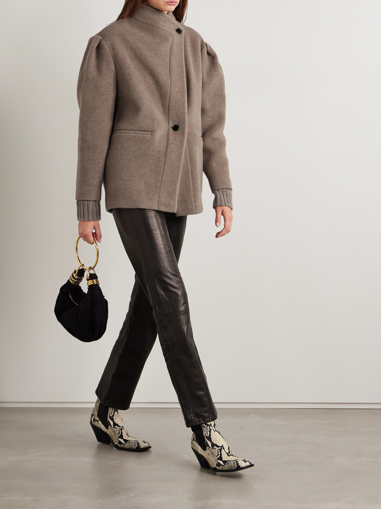 ISABEL MARANT JABADI ASYMMETRIC WOOL-BLEND FELT COAT