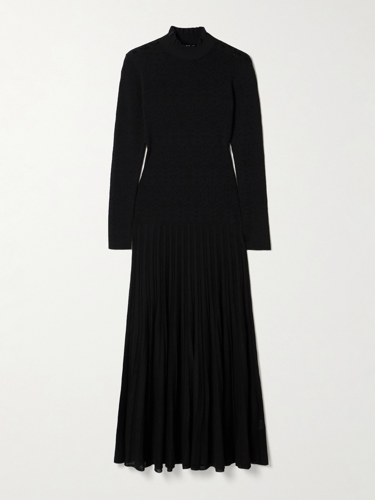 Isabel Marant Gisole Paneled Pointelle-knit Turtleneck Maxi Dress In Black