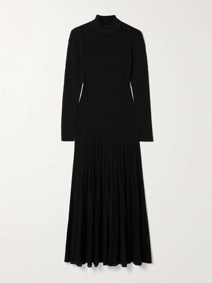 Isabel Marant Gisole Paneled Pointelle-knit Turtleneck Maxi Dress