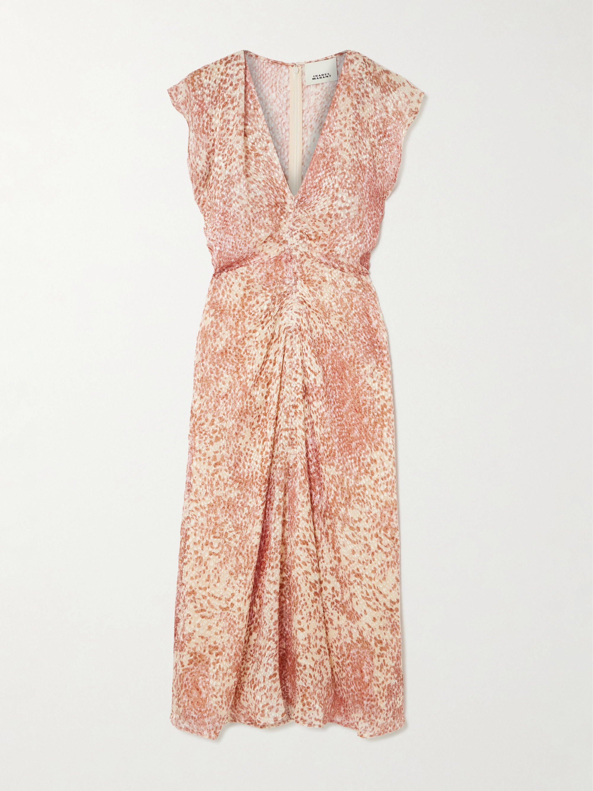 Isabel Marant Lyndsay gathered devoré silk-blend chiffon midi dress thumbnail