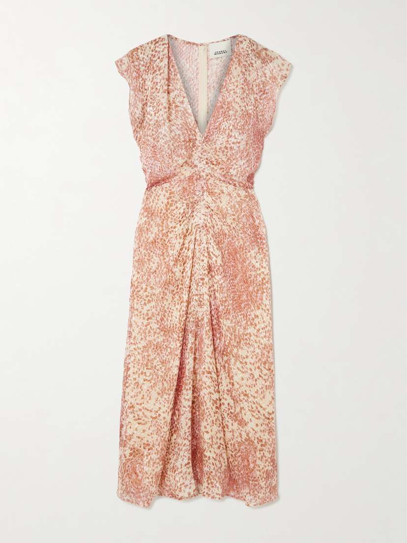 Isabel Marant Lyndsay Gathered Devoré Silk-blend Chiffon Midi Dress