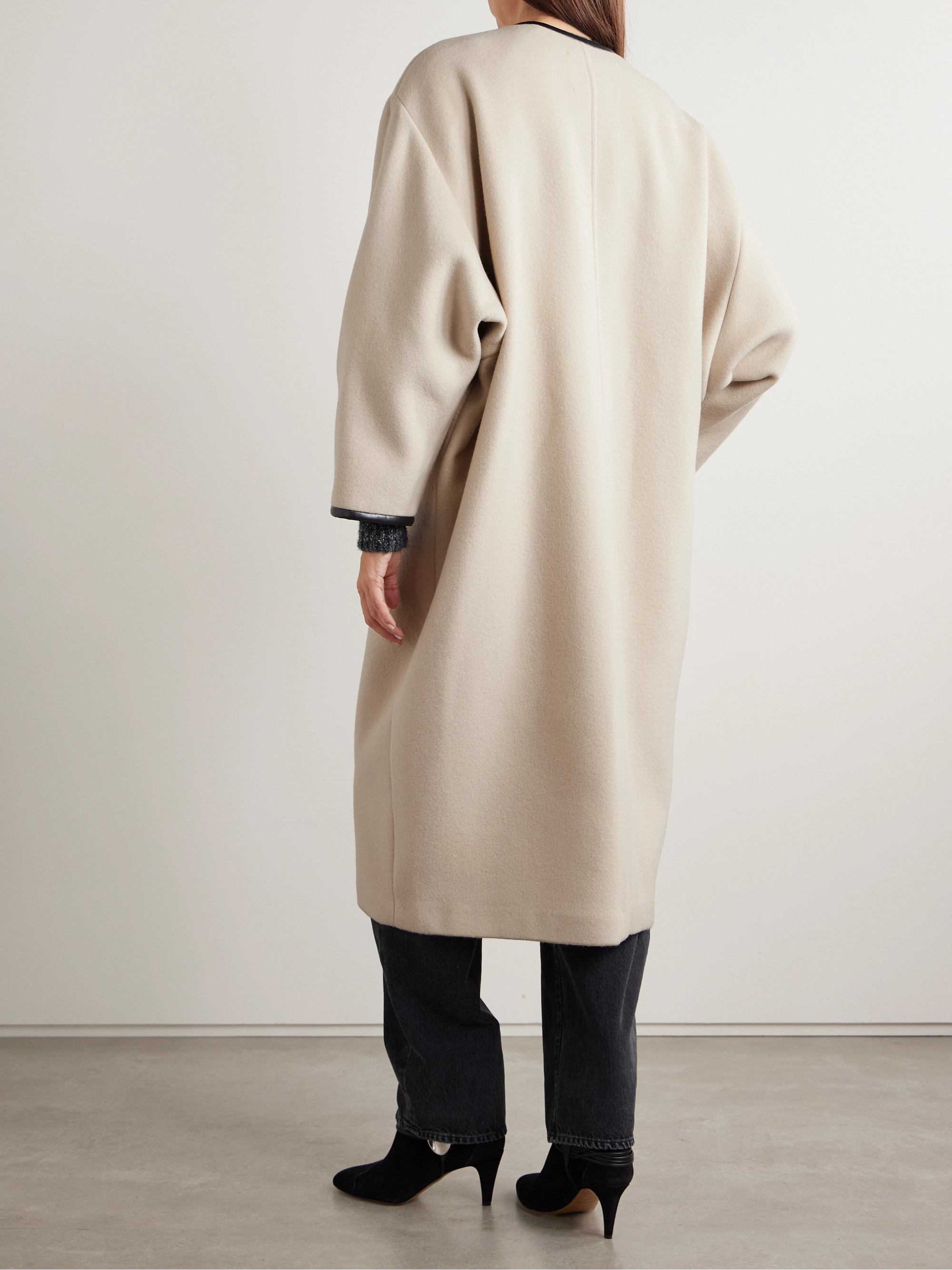 Isabel Marant - Elza oversized faux leather-trimmed wool-blend