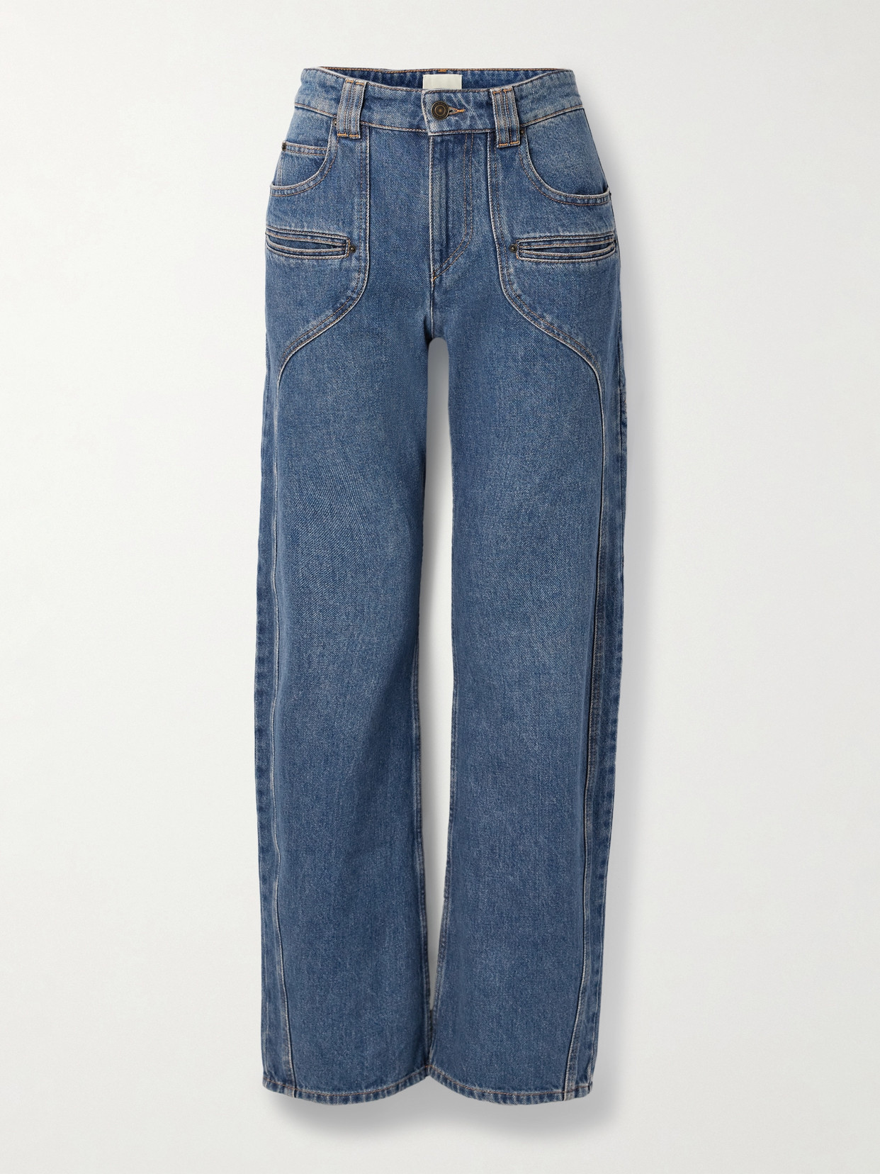 Isabel Marant Jean Beryl Denim Camal Straight Pants In Blue