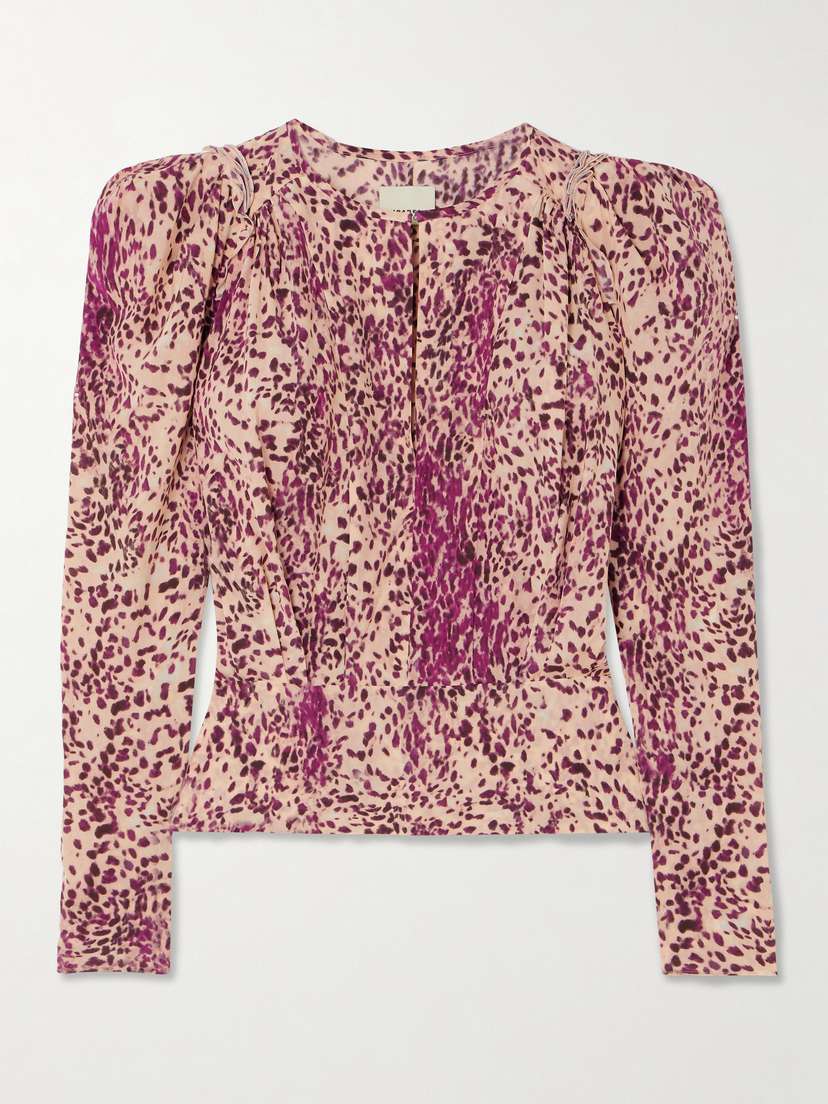 Isabel Marant Zarga Pleated Printed Silk-blend Blouse