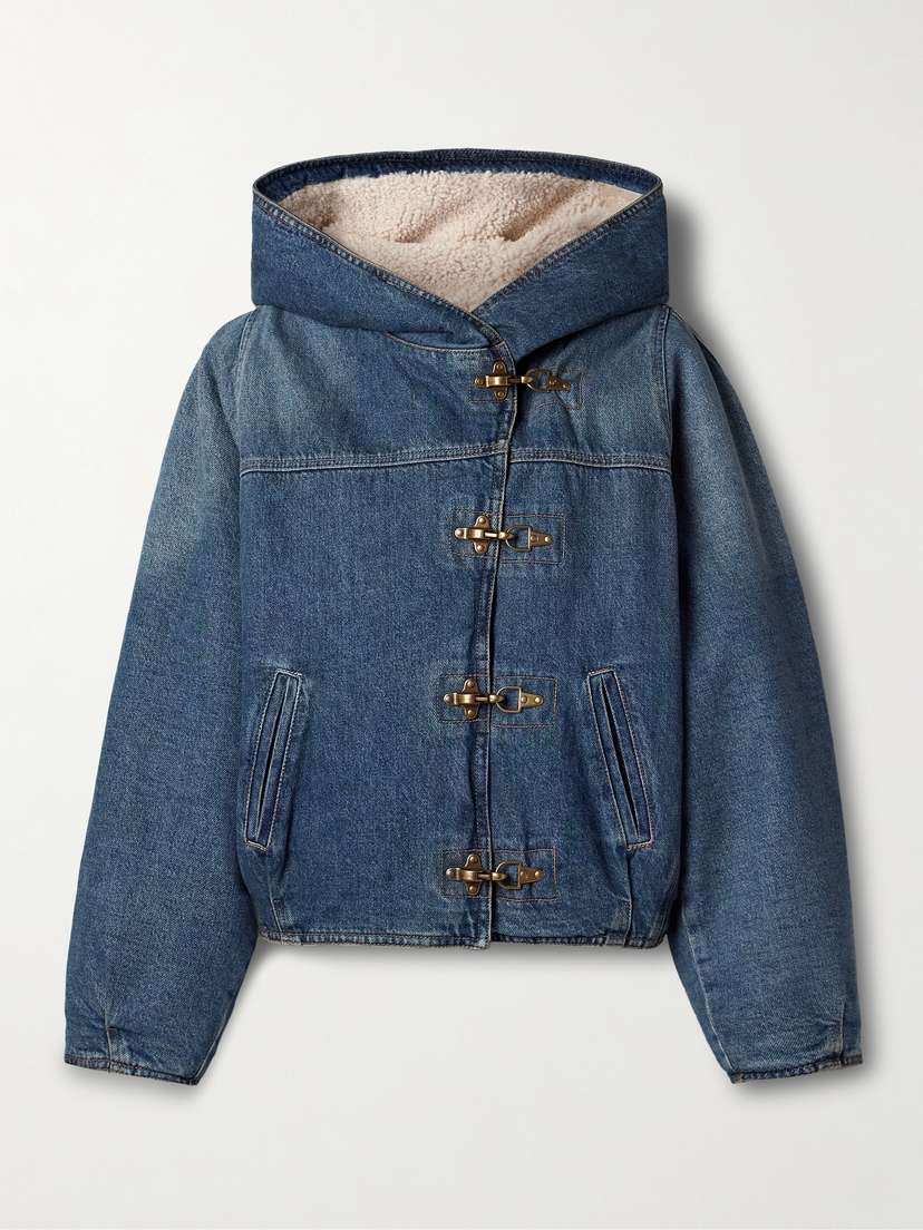 Isabel Marant Biane Fleece-lined Hooded Denim Jacket