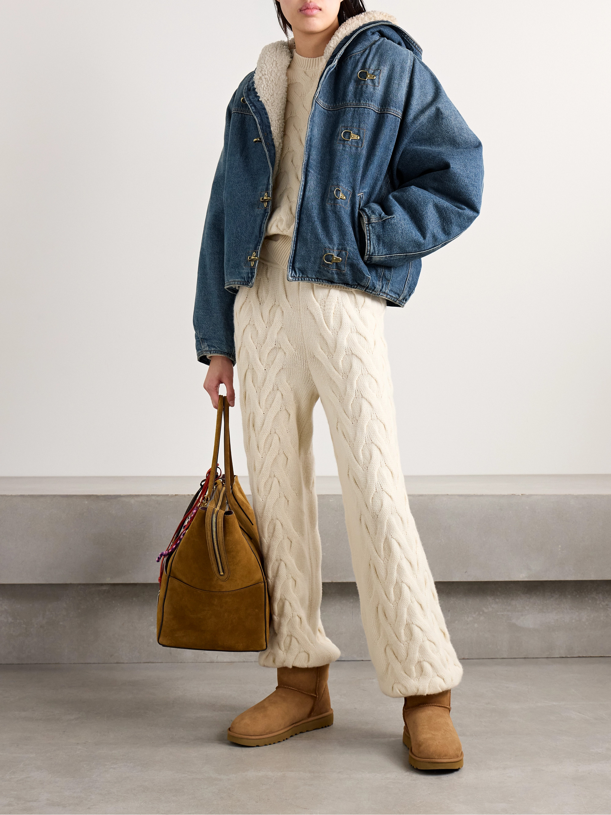 Isabel Marant Biane fleece-lined hooded denim jacket