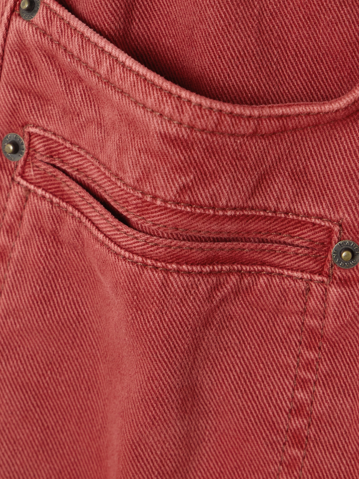 Isabel Marant Britt Denim Midi Skirt In Red