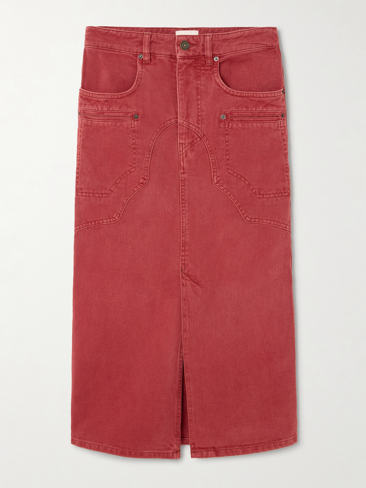 Isabel Marant Britt Denim Midi Skirt In Red