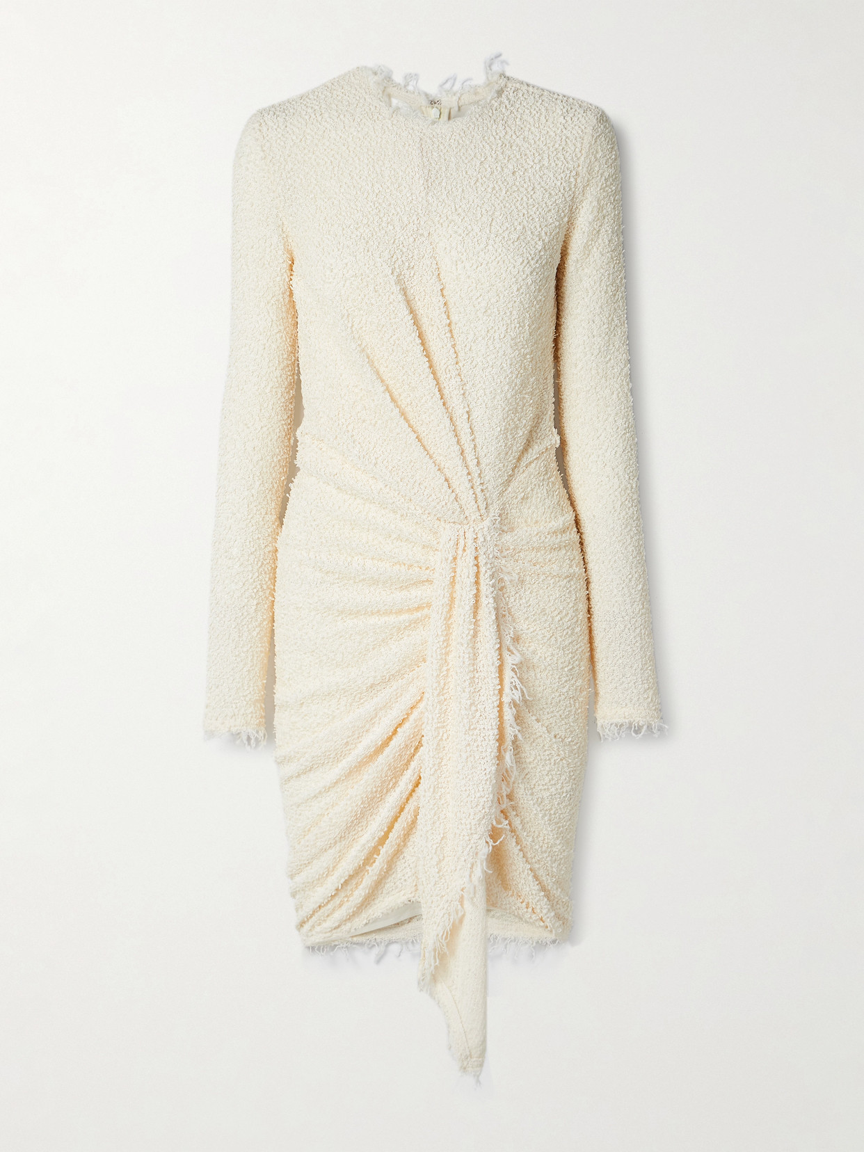 Isabel Marant Ophelie Frayed Draped Bouclé Mini Dress In Ecru