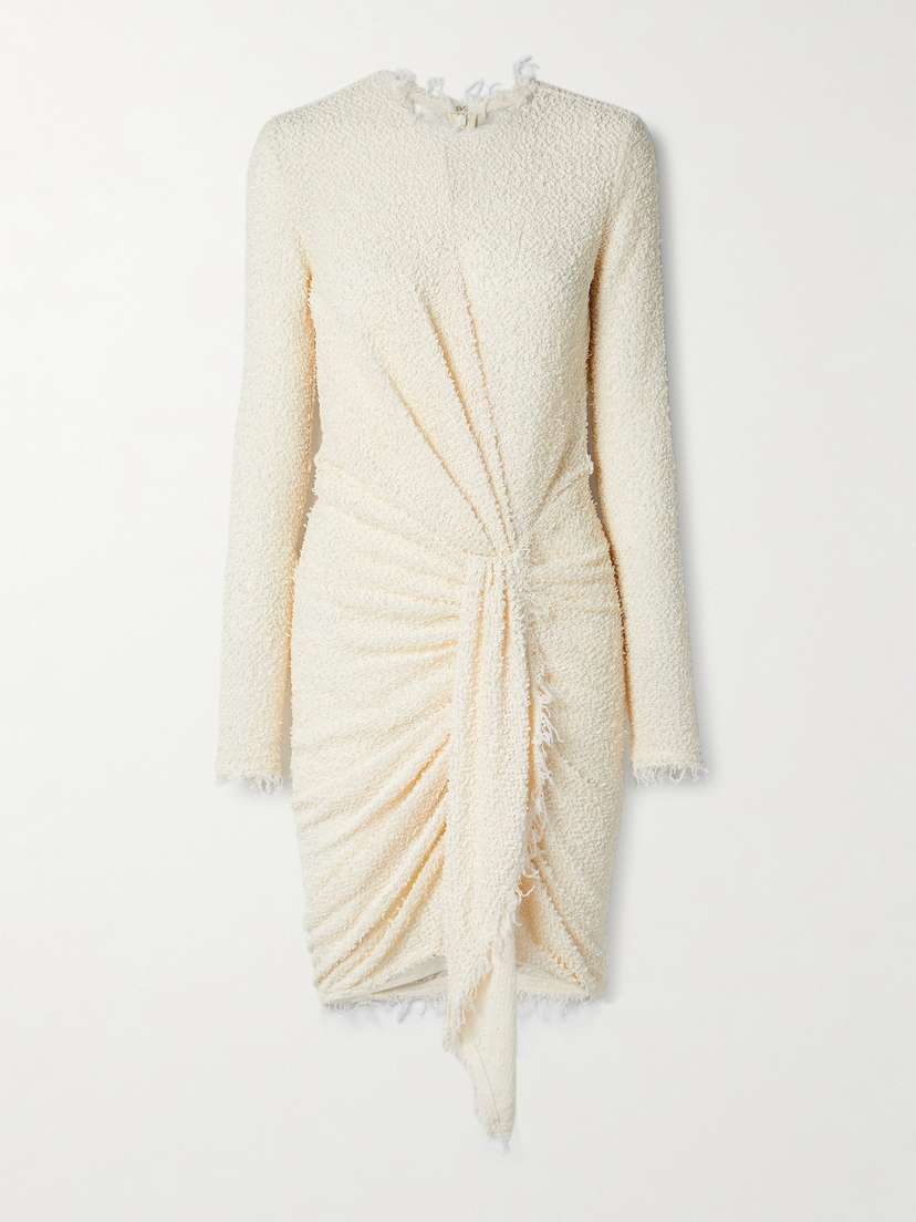 Isabel Marant Ophelie Frayed Draped Bouclé Mini Dress