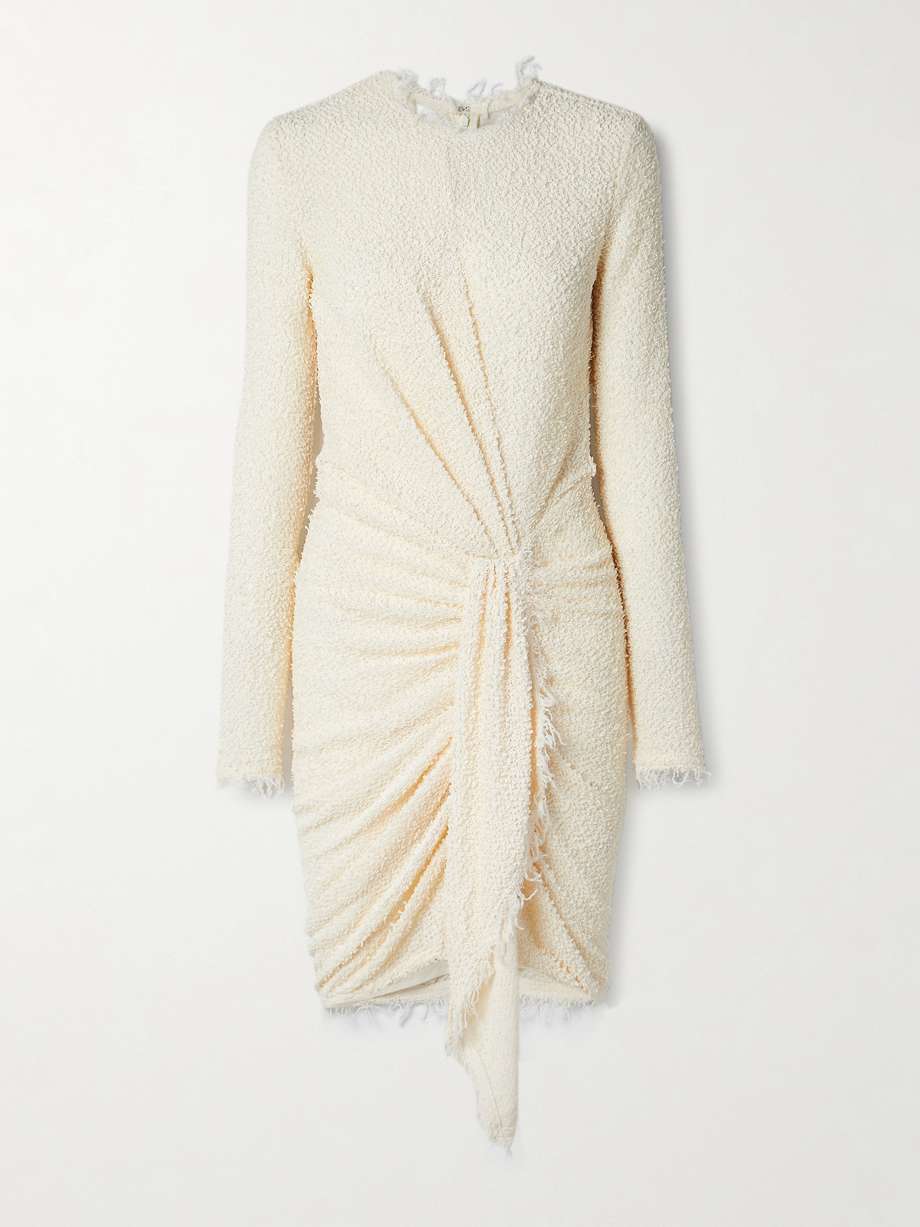 ophelie frayed draped bouclé mini dress