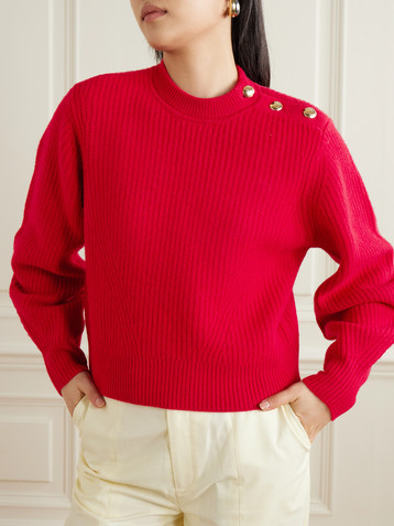 Isabel Marant Nolly embellished ribbed-knit merino wool sweater