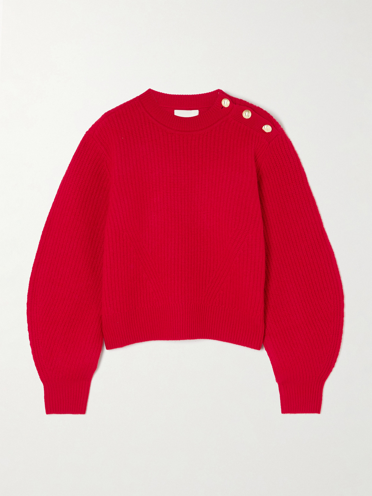 Isabel Marant Nolly Embellished Ribbed-knit Merino Wool Sweater In Red