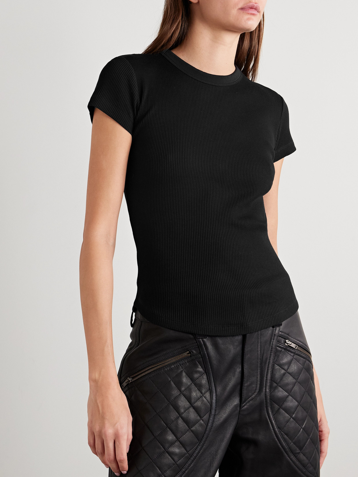 Isabel Marant Ribbed Cotton-jersey T-shirt In Black