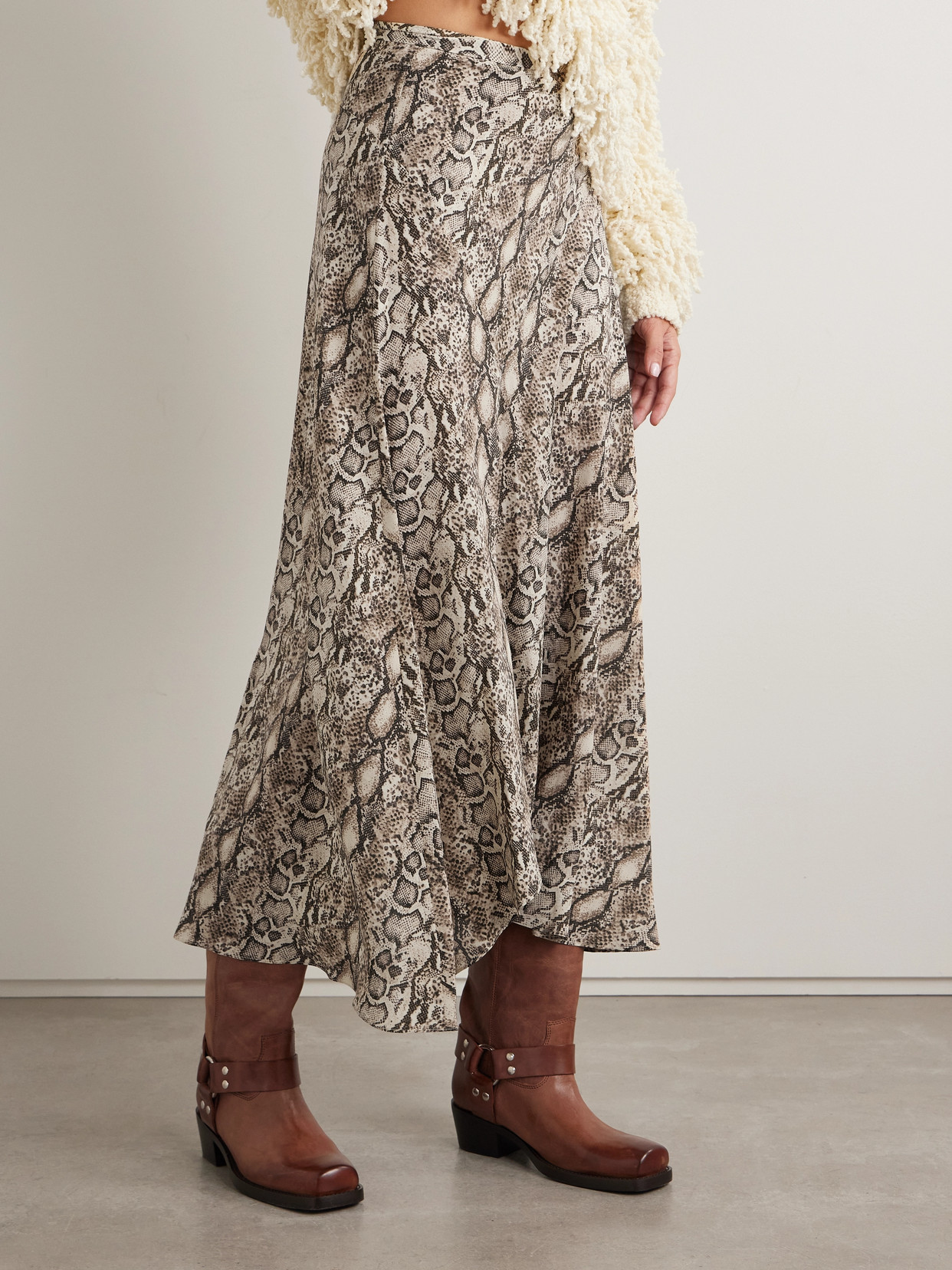 Isabel Marant Sakura Asymmetric Snake-print Silk-blend Skirt In Animal Print