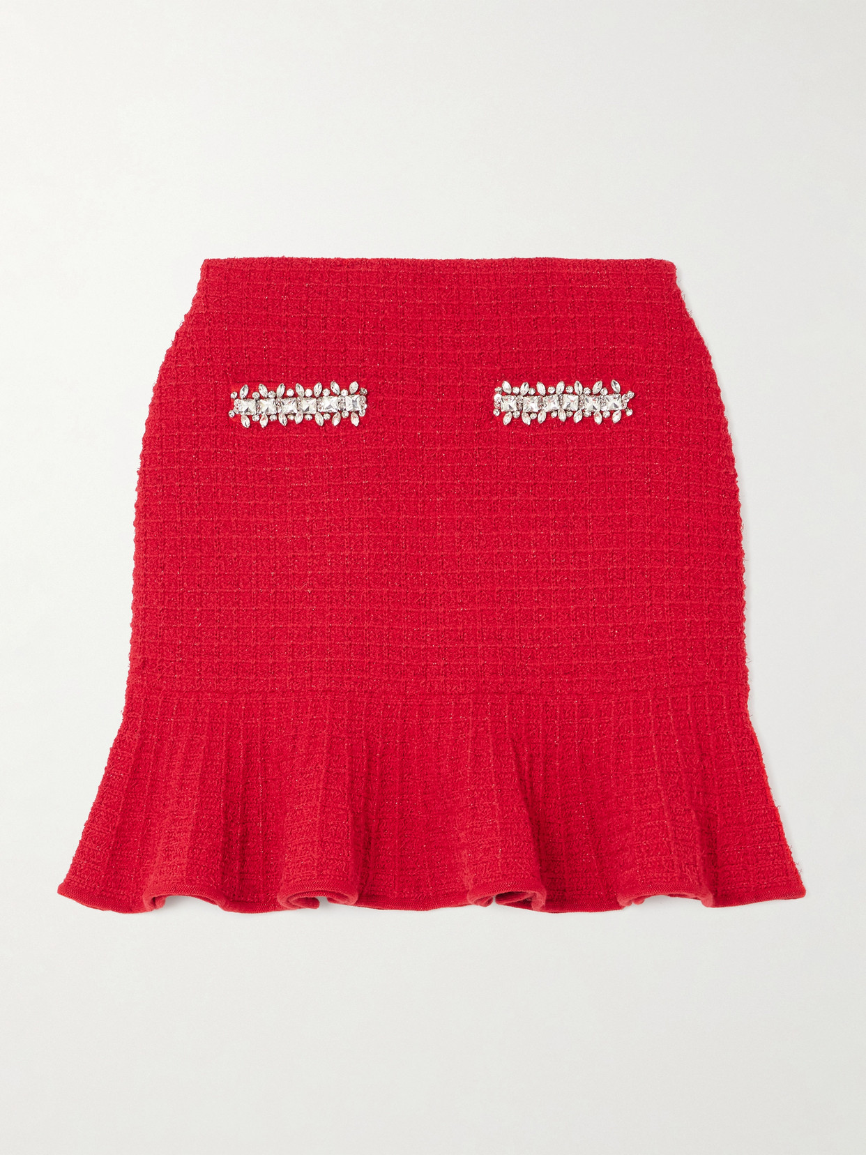Self-portrait Textured Knit Mini Skirt In Red