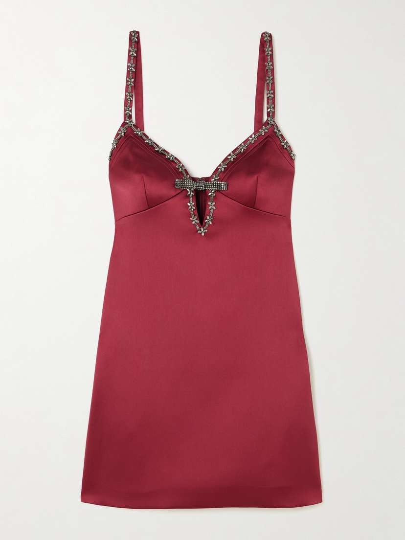 Self-Portrait Crystal-embellished Satin Mini Dress