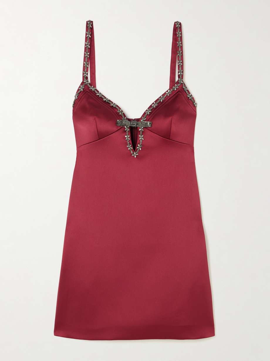 crystal-embellished satin mini dress
