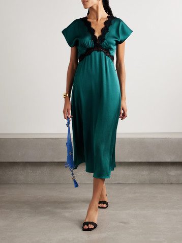 Sea Noa lace-trimmed hammered-satin midi dress