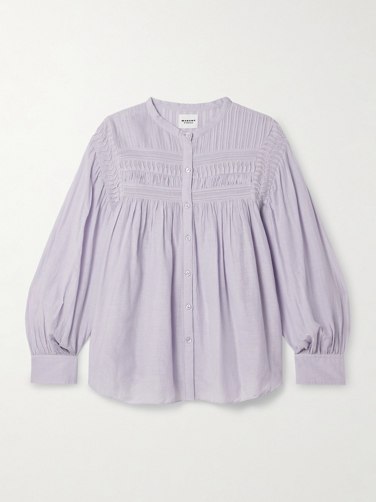 Isabel Marant Étoile Plalia Pintucked Cotton-blend Voile Shirt In Purple
