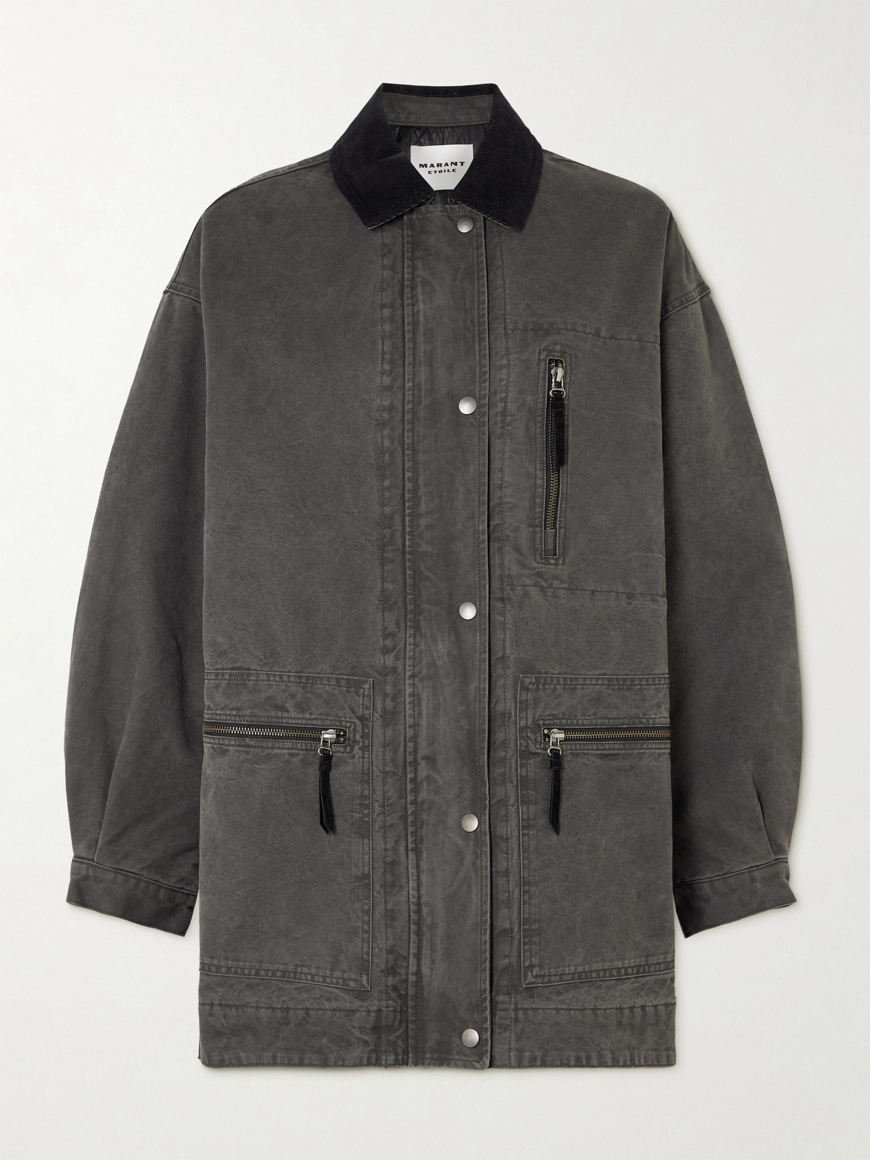 Isabel Marant Étoile Kimelia Corduroy-trimmed Cotton-canvas Jacket In Black