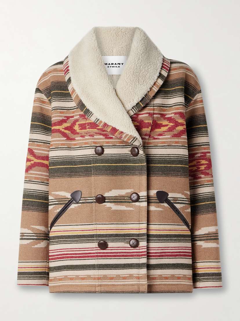 Marant Étoile Dorcas Double-breasted Fleece-lined Wool-blend Jacquard Coat