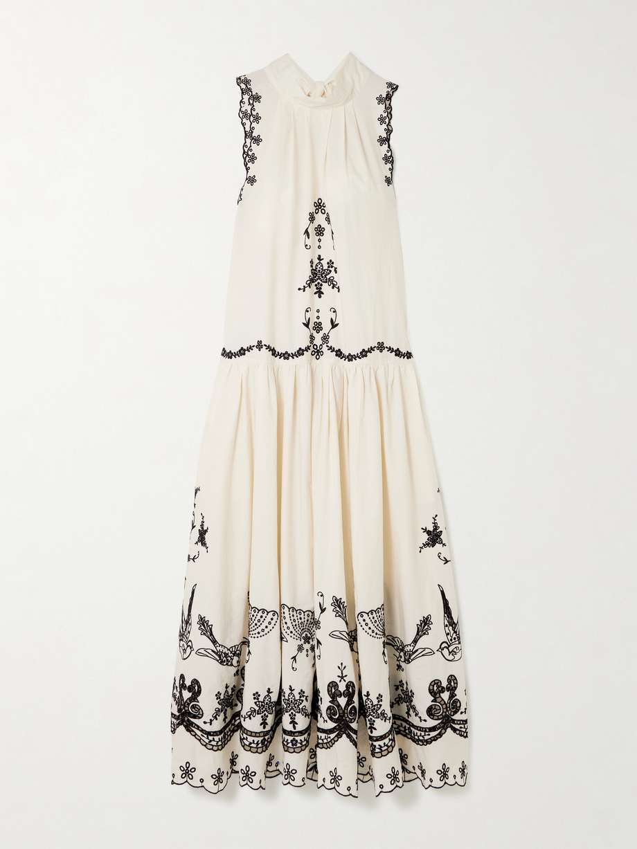 kingsley embroidered cotton midi dress