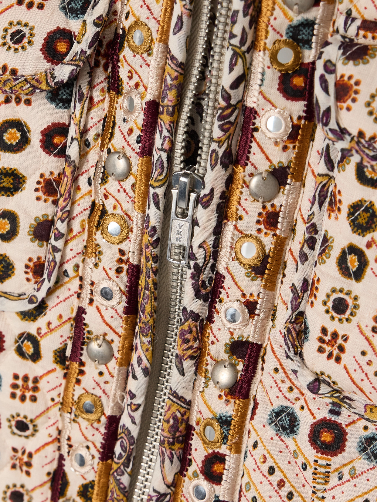 Isabel Marant Étoile Christy Embellished Quilted Printed Cotton-voile Jacket In Ecru