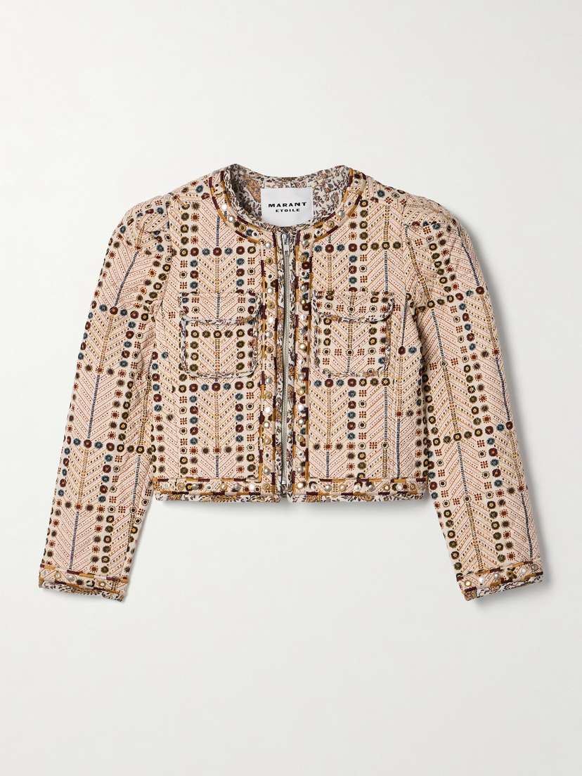 Marant Étoile Christy Embellished Quilted Printed Cotton-voile Jacket