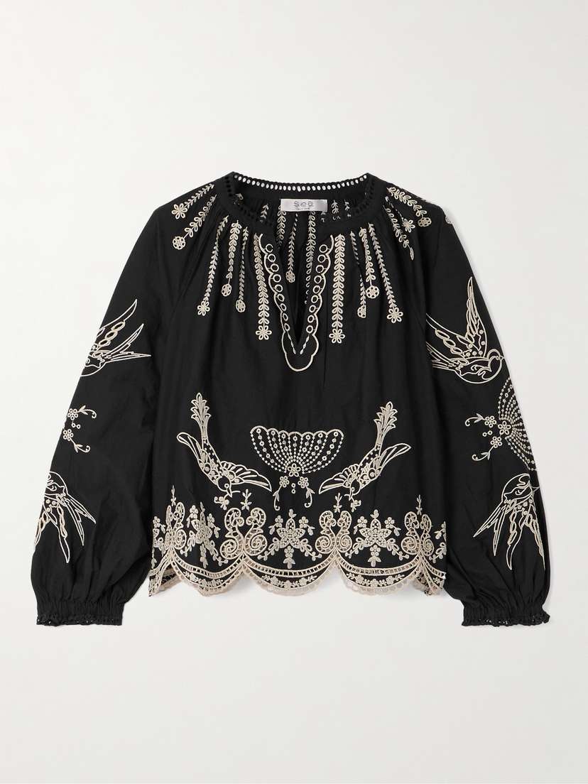 Sea Kingsley Embroidered Cotton-poplin Blouse