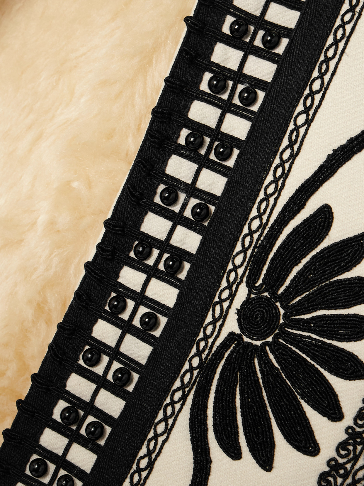 Sea Ambrose Cropped Bead-embellished Embroidered Cotton-canvas Vest In Cream