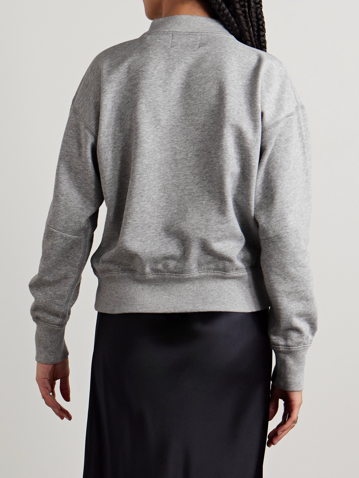 Isabel Marant Étoile Moby Flocked Cotton-blend Jersey Sweatshirt In Gray