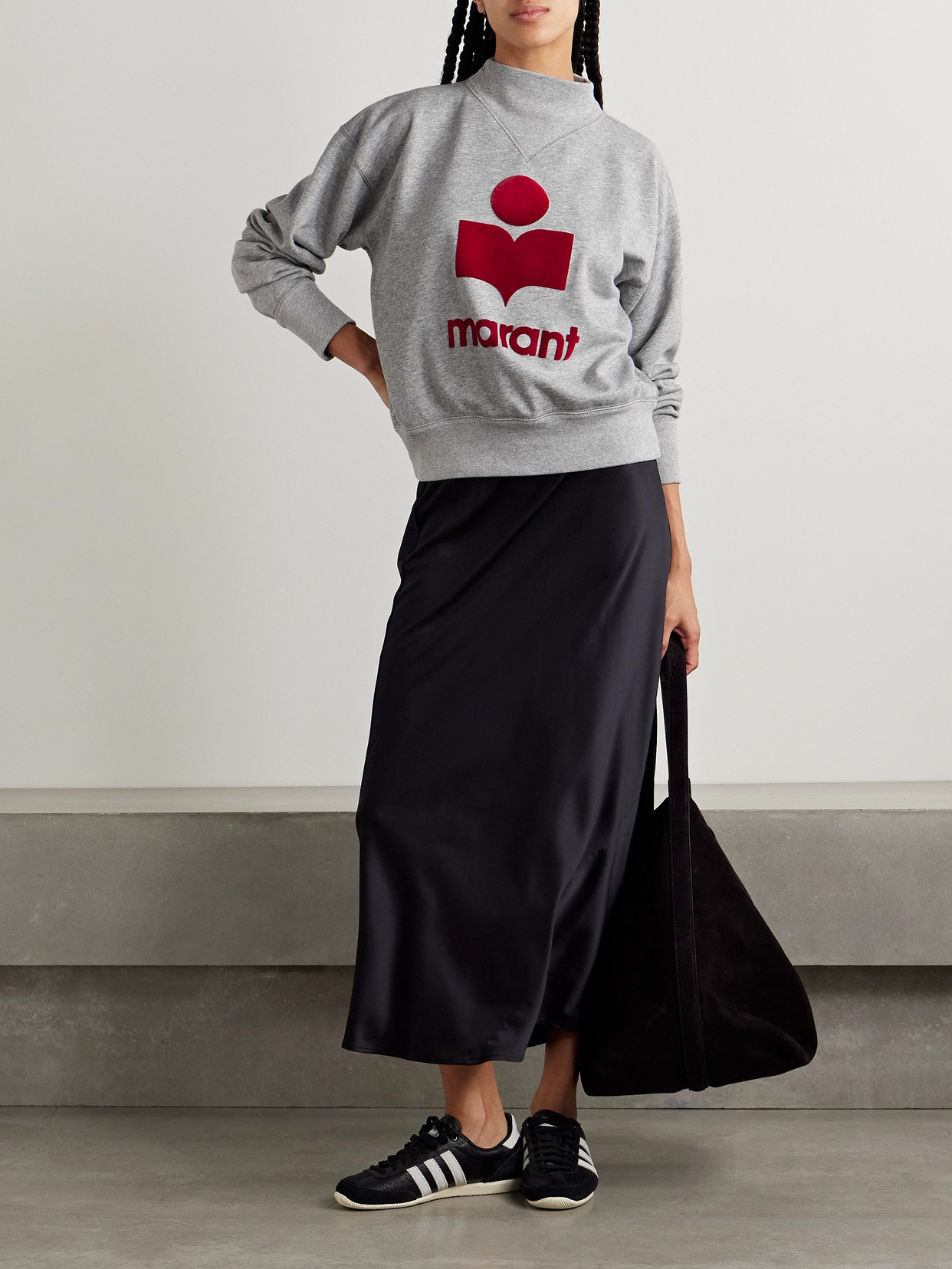 Isabel Marant Étoile Moby Flocked Cotton-blend Jersey Sweatshirt In Gray