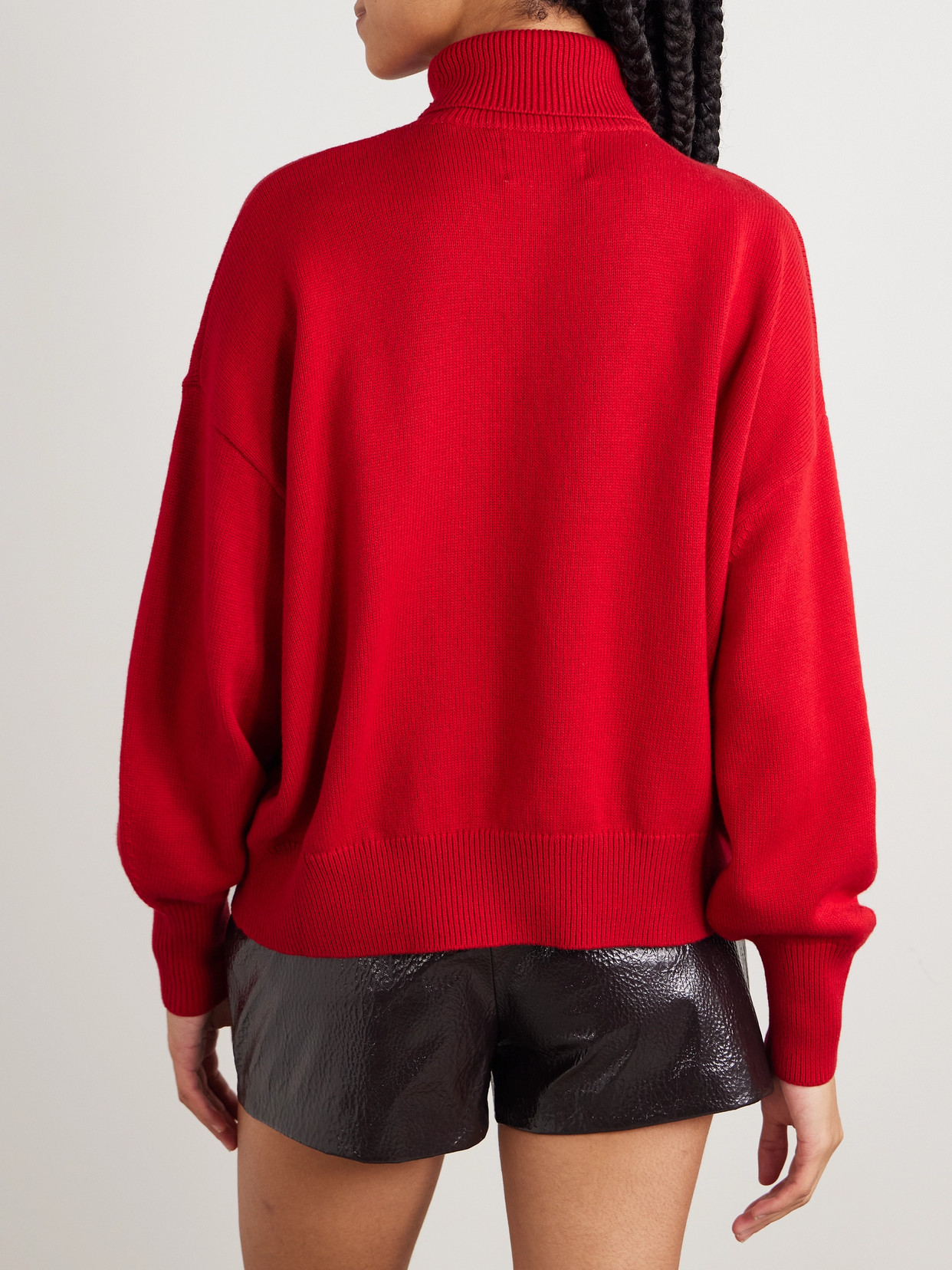 ISABEL MARANT ÉTOILE NASHA EMBROIDERED COTTON AND WOOL-BLEND TURTLENECK SWEATER