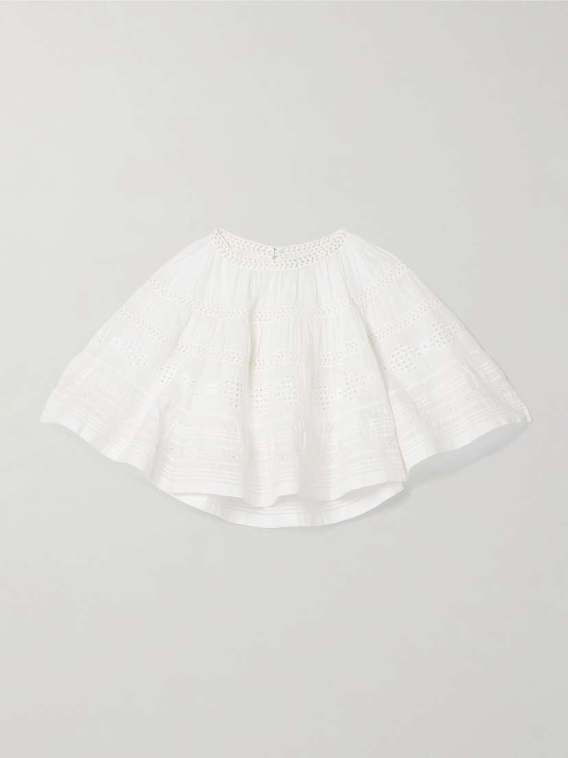 Marant Étoile Dilama Crochet-trimmed Broderie Anglaise Organic Cotton-voile Blouse