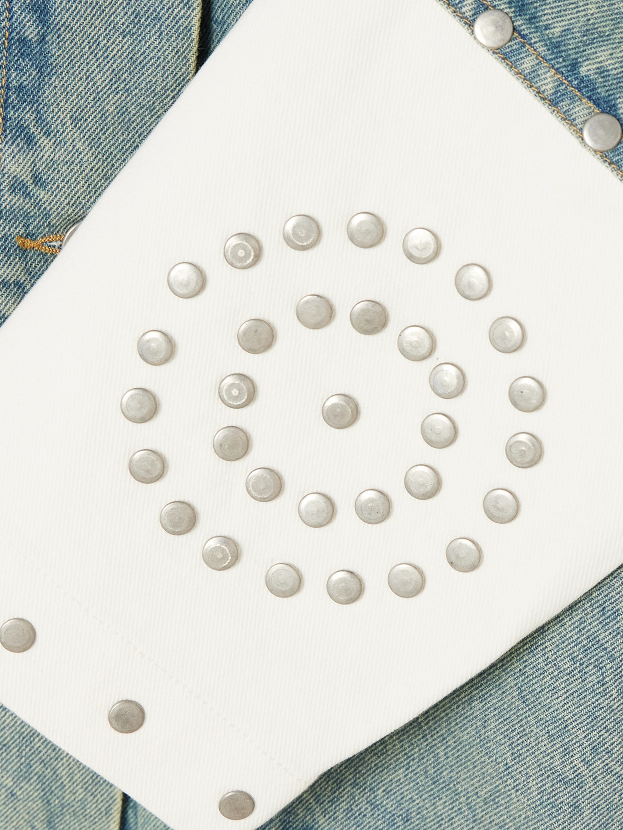 Sea Liam Studded Two-tone Denim Jacket In Blue