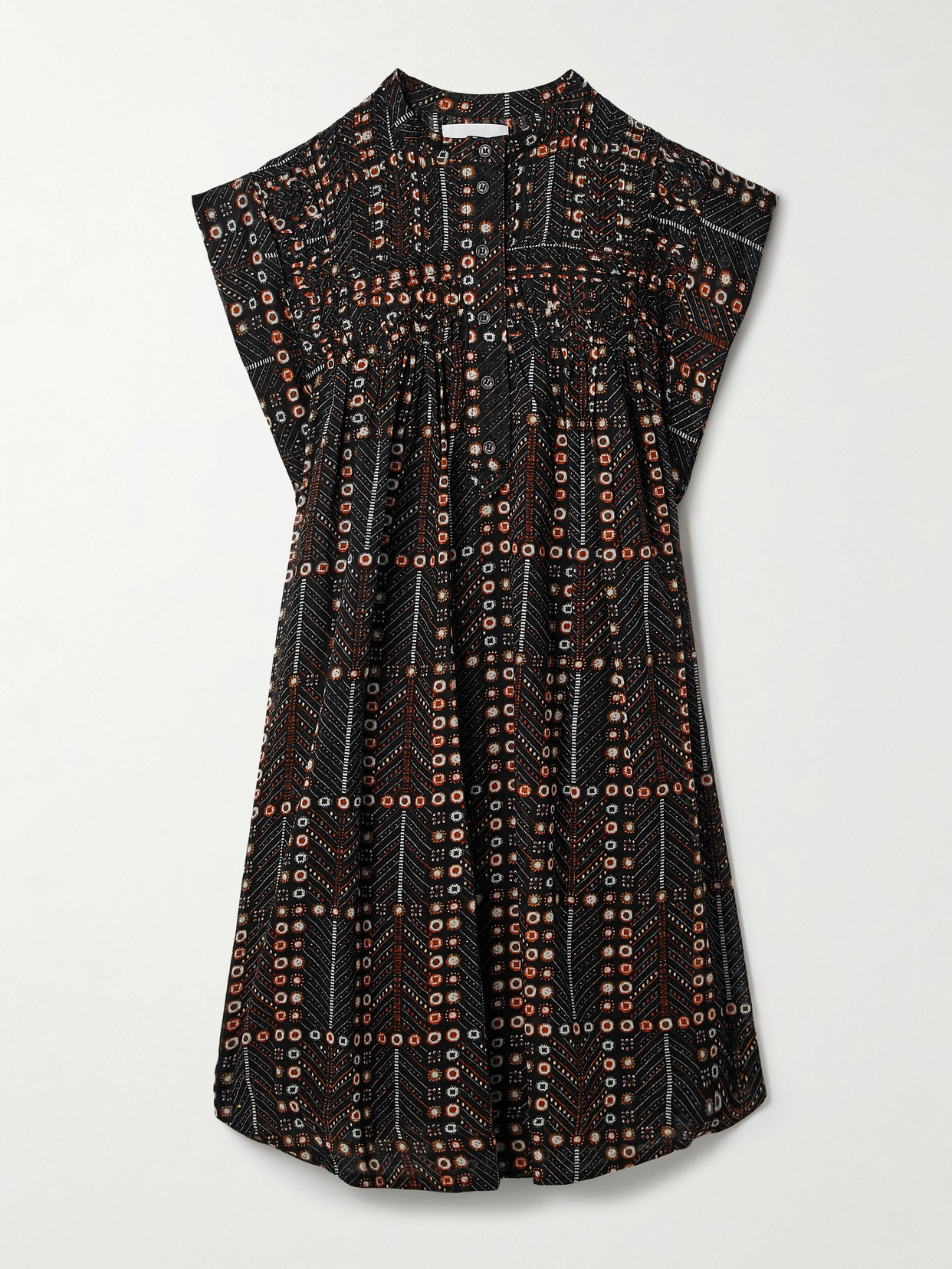 Marant Étoile - Leazali Pintucked Printed Cotton-voile Mini Dress - Black