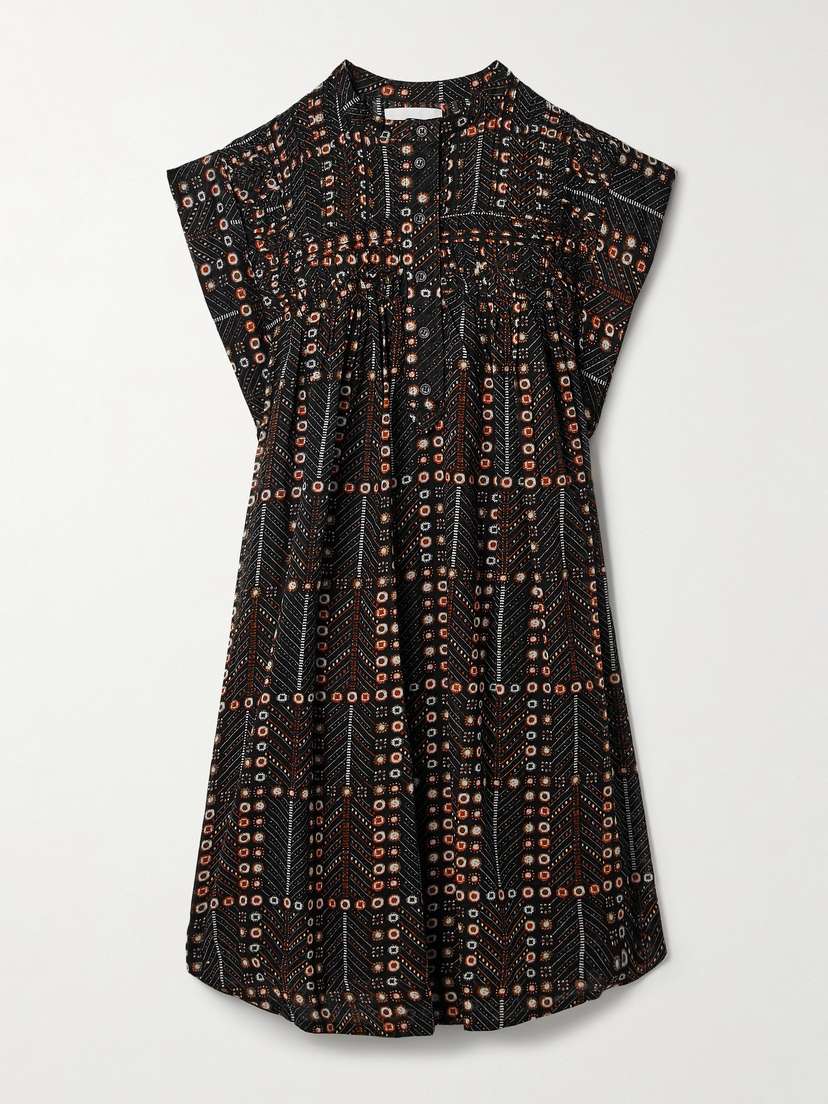 Marant Étoile Leazali Pintucked Printed Cotton-voile Mini Dress