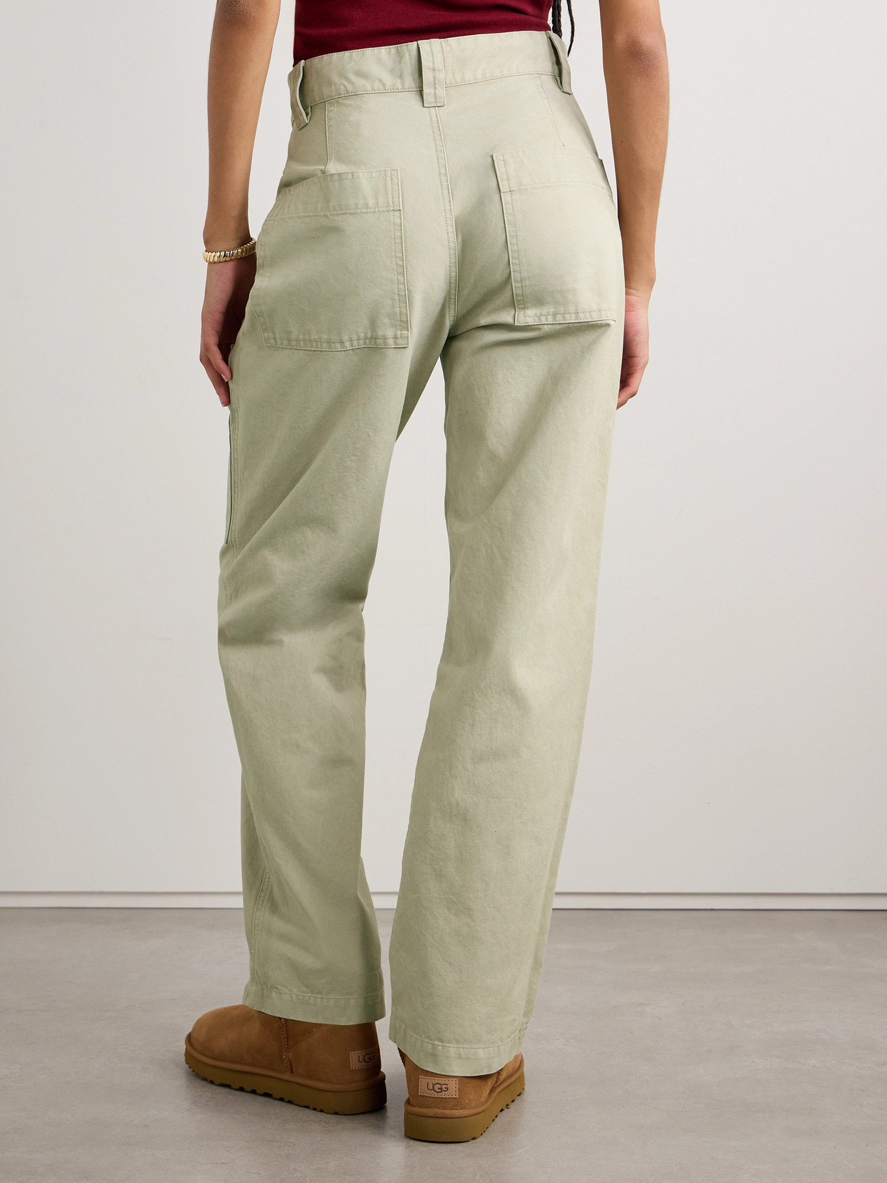 ISABEL MARANT ÉTOILE KANNA PLEATED COTTON-CANVAS STRAIGHT-LEG CARGO PANTS