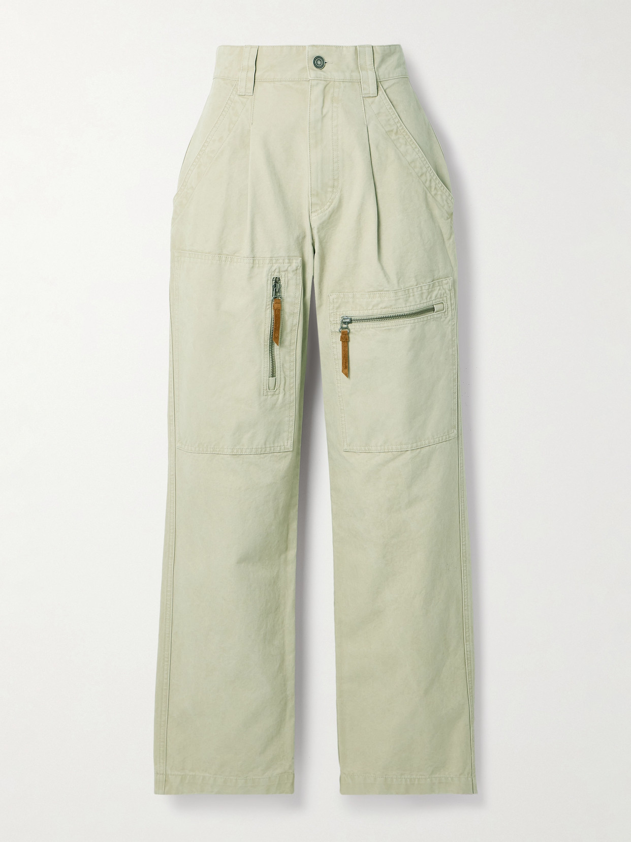 ISABEL MARANT ÉTOILE KANNA PLEATED COTTON-CANVAS STRAIGHT-LEG CARGO PANTS
