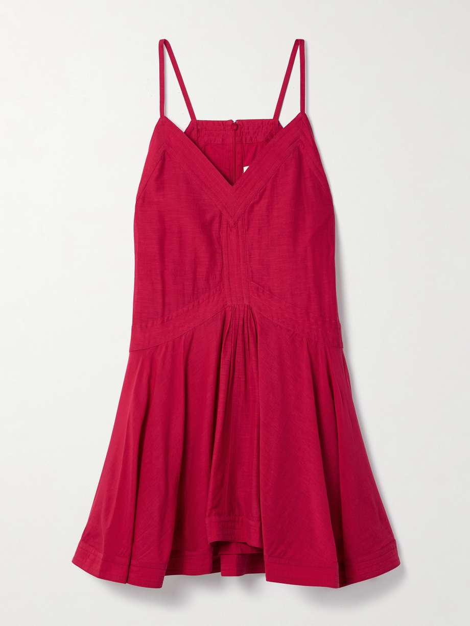 danielle gathered organic cotton-blend voile mini dress