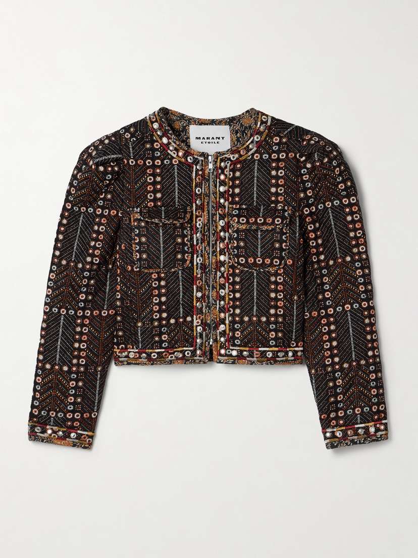 Marant Étoile Christy Embellished Quilted Printed Cotton-voile Jacket
