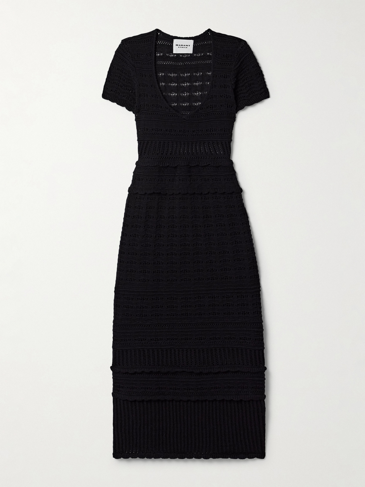 Isabel Marant Étoile Aurore Crocheted Cotton Midi Dress In Black