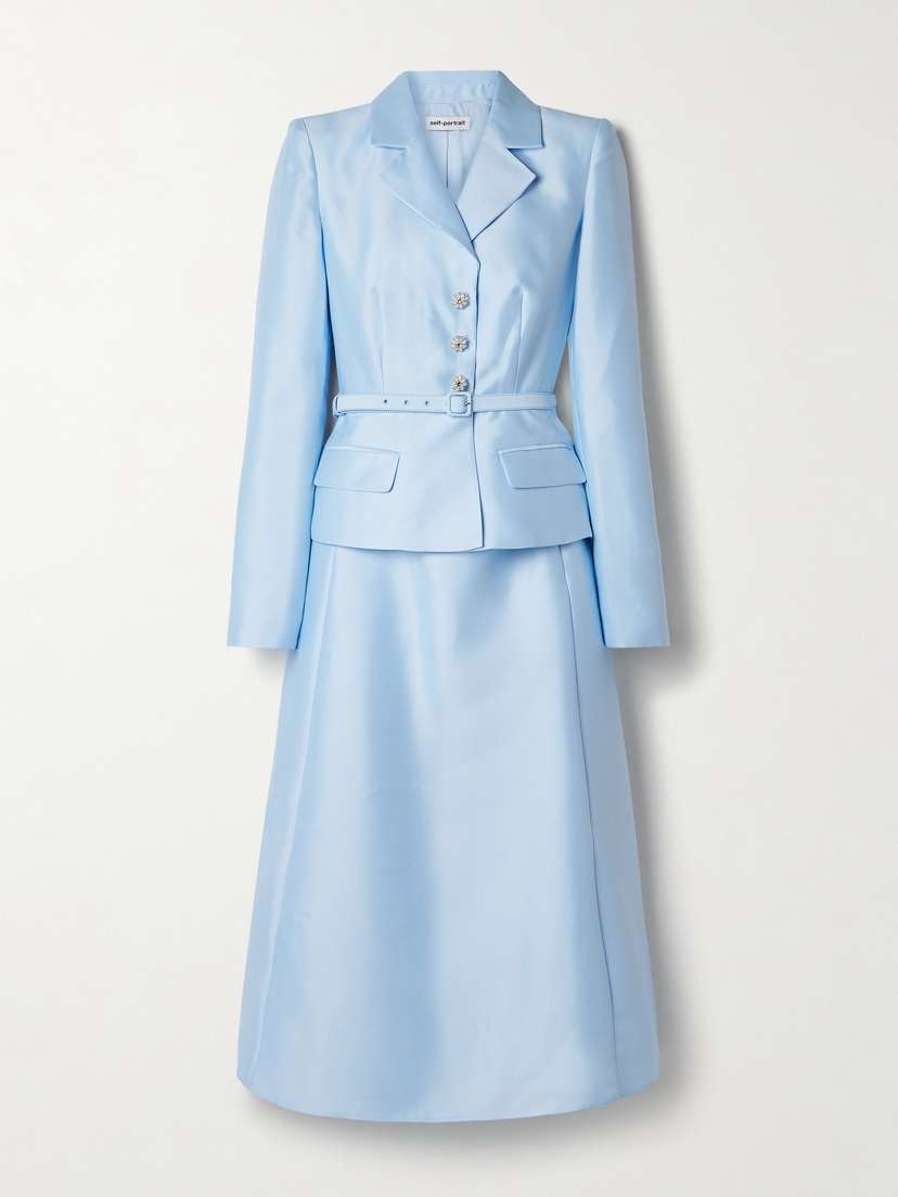 Self-Portrait Layered Embellished Taffeta Midi Dress